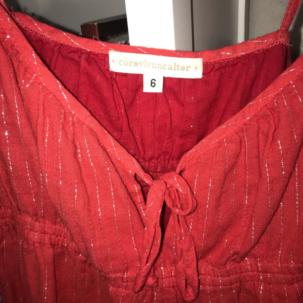 Red coral sparkle cami tie front - Picture 2 of 3